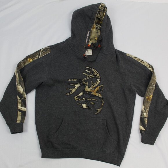 Legendary Whitetails Hoodie Sweatshirt Mens Size Medium Gray Camo Deer Logo - Picture 7 of 10